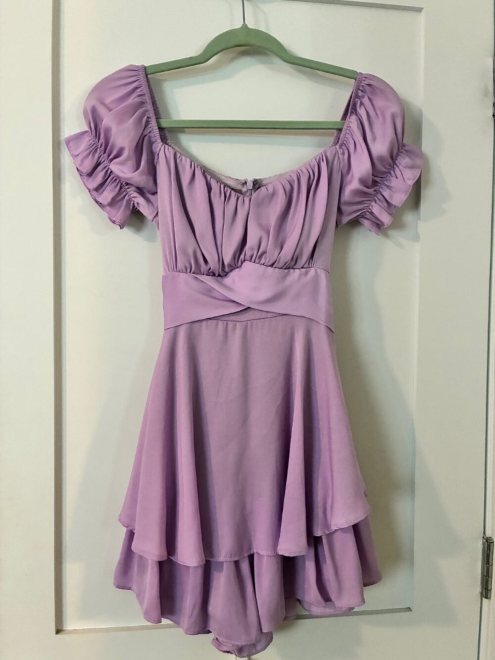 Love Lola Purple Satin Jumper with Cap-Sleeves - Small